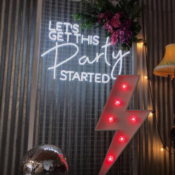 Let’s Get This Party Started Neon Sign Rental Hire Polka